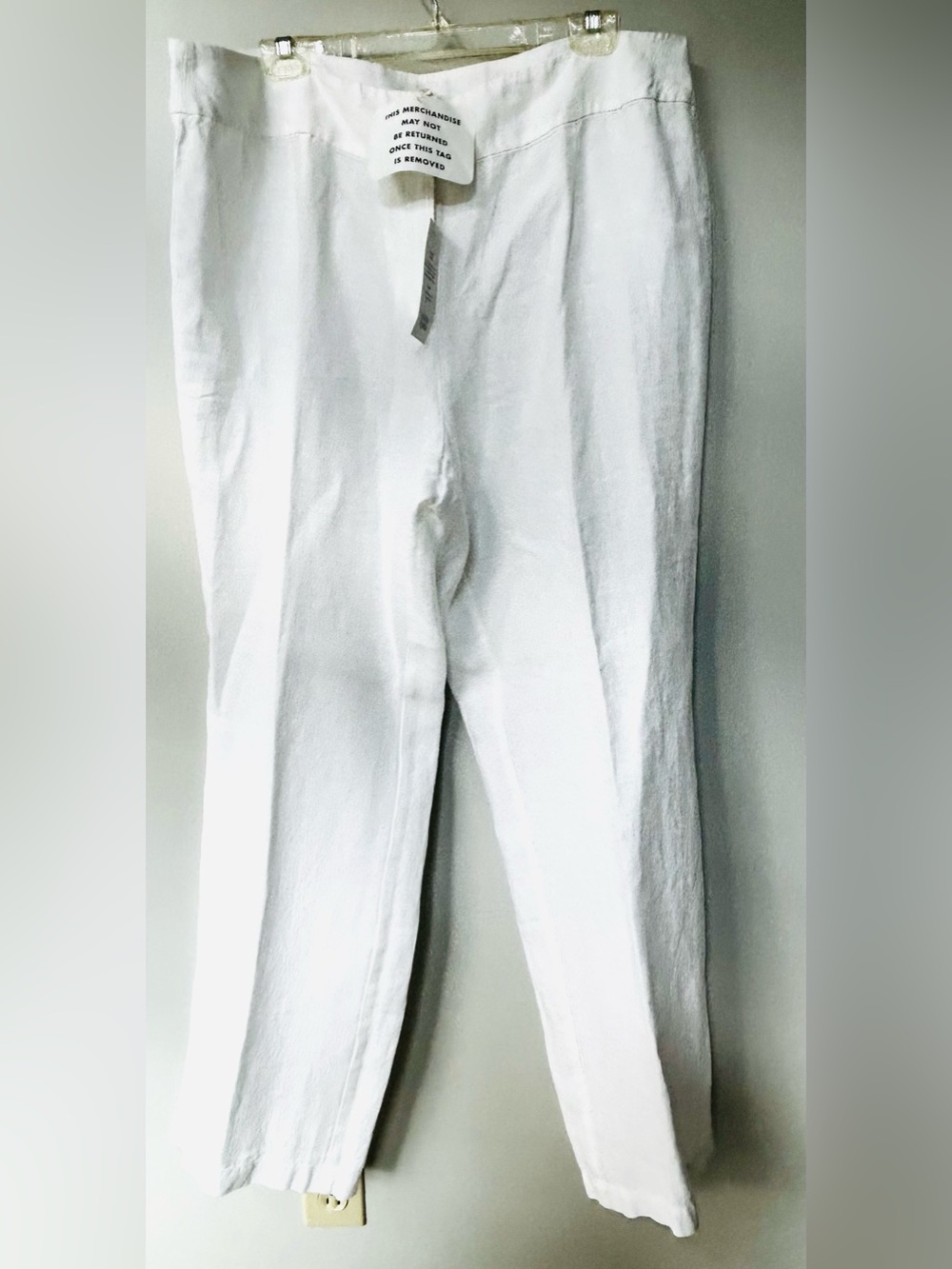 NWT Eileen Fisher White Heavy Linen Wide Leg Trouser Yoke Waist Pants SZ 16W